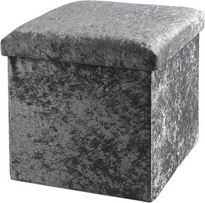 38*38*38cm siège carré en <span class=keywords><strong>velours</strong></span> moderne pliable rembourré tissu usage domestique chambre salon meubles rangement personnalisé pouf banc - Product Image 1