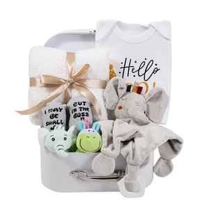 Regalos para Baby Shower, cesta de regalos para bebés, incluye manta para recién nacidos, manta de seguridad Lovey, juguete sonajero de madera, Baberos divertidos para bebés - Product Image 3