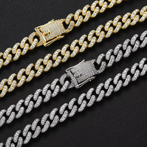 สร้อยคิวบา 12 มม., เครื่องประดับฮิปฮอปประดับเพชรเทียม สร้อยคิวบาเต็มเส้นสำหรับผู้ชาย - Product Image 3
