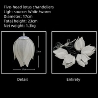 Salle de mariage lustre porche lumière extérieure suspendue Led Lotus fleur plafonnier pour salle à manger