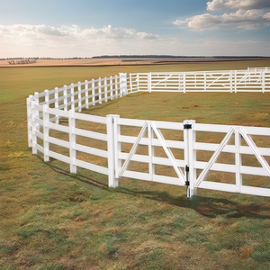 Trắng Vinyl hàng rào tấm PVC Trắng trang trại hàng rào 3 đường sắt nhựa Vinyl ngựa hàng rào 2 đường sắt 3 đường sắt dễ dàng lắp ráp - Product Image 2