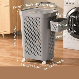 Panier à <span class=keywords><strong>linge</strong></span> sale en plastique grande capacité avec couvercle pour la maison, la salle <span class=keywords><strong>de</strong></span> <span class=keywords><strong>bain</strong></span> et la buanderie – Élégant panier à <span class=keywords><strong>linge</strong></span> sale pour le <span class=keywords><strong>bain</strong></span> - Product Image 2