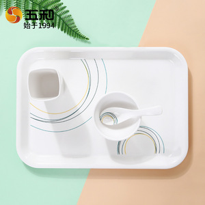 Wuhe Melamine Tableware Set Rectangular With Cup And Spoon For Daily Use - Product Image 1