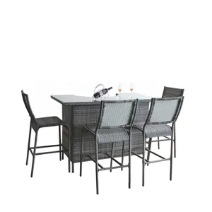 hot sell white woven pe rattan outdoor patio outdoor furniture bar set supplier