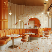 Ensemble de mobilier de restaurant et d'hôtel Ron Group, design élégant, banquette en cuir, table carrée personnalisée avec chaise