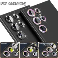 Protection d'objectif en diamant pour Samsung Galaxy S25 Ultra S25Plus S24+ Anneau d'objectif d'appareil photo pour Galaxy S24Ultra S23 Ultra Capuchon d'objectif brillant