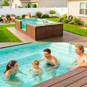 สระว่ายน้ำไฟเบอร์กลาสสำหรับเด็กและครอบครัว แบบตั้งพื้น หนา 8 มม. สำหรับสนามหลังบ้าน ทนทาน ป้องกันรังสียูวี รับประกัน 3 ปี - Product Image 3