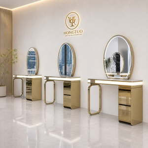 Estación de Espejo Moderna para Salón de Belleza con Mesa, Espejo Comercial para Peluquería y Estilismo, Mueble para Salón de Belleza - Product Image 1