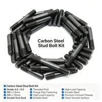 Carbon Steel Double End Stud Bolt, Grade 4.8 & 8.8, Threaded Stud for Flange & Pipe Connection