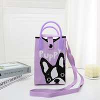 Sac de téléphone portable tricoté de pointe, nouveau sac à bandoulière polyvalent à motif de dessin animé, sac à main bicolore