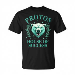 Camiseta Protos House Of Success con diseño de espíritu escolar, cuello redondo negro - Product Image 2