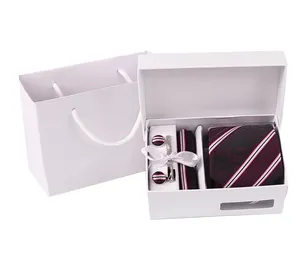 Wholesale Premium Mens Gift Tie Set Bow Tie Pocket Squares Men Box Sets Tie Clips Silk Necktie For Men