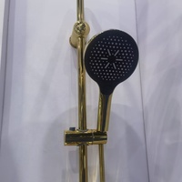 Prix d'usine Ensemble de douche thermostatique carré noir et or pour salle de bain, avec mitigeur de baignoire chaud/froid