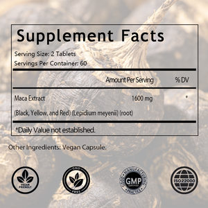 OEM/ODM Hotselling Maca Root Tablets, Yellow, Red & Black Maca for Adults, Support Energy, Hormone, Brain & Well-Being - Product Image 2