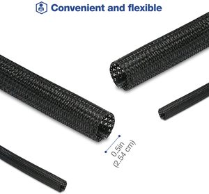 分割ハーネスラップスリーブPETセルフクロージングワイヤーマネジメントスリーブ分割編組ワイヤースリーブ（ケーブル保護用） - Product Image 2