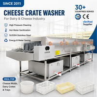 Laveuse de caisses à lait cru en acier inoxydable, machine à laver les caisses à fromage, équipement de nettoyage pour caisses de livraison laitière