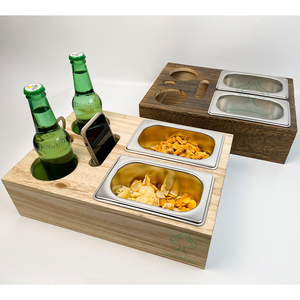 Wood Sofa Couch Snacks <strong>Caddy</strong> with Cup Holder Wooden Snack Serving Crate - Product Image 5
