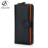 Dompet Panjang Wanita Kulit Sapi Asli Andong, Tas Clutch Gaya Jepang, Tempat Kartu, Dompet Wanita