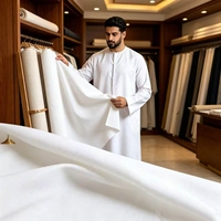 Tissu teint 100 % polyester blanc 120 g/m² pour robe thobe en mousseline, costume homme, Kandura - Fabricants de textiles