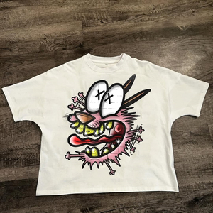 T-shirt da uomo in cotone bianco, stile 240G, oversize, morbida taglie forti, stile personalizzato, stile 100% stile Y2K, t-shirt da uomo - Product Image 3