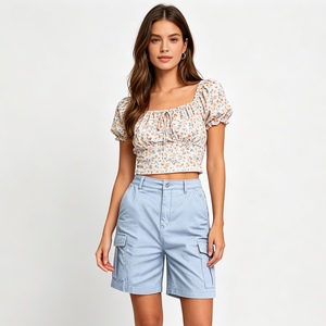 Fournisseur de dropshipping : Shorts <span class=keywords><strong>cargo</strong></span> taille haute pour femmes, décontractés, multi-poches, utilitaires, disponibles en plusieurs couleurs, Sehe Fashion - Product Image 5
