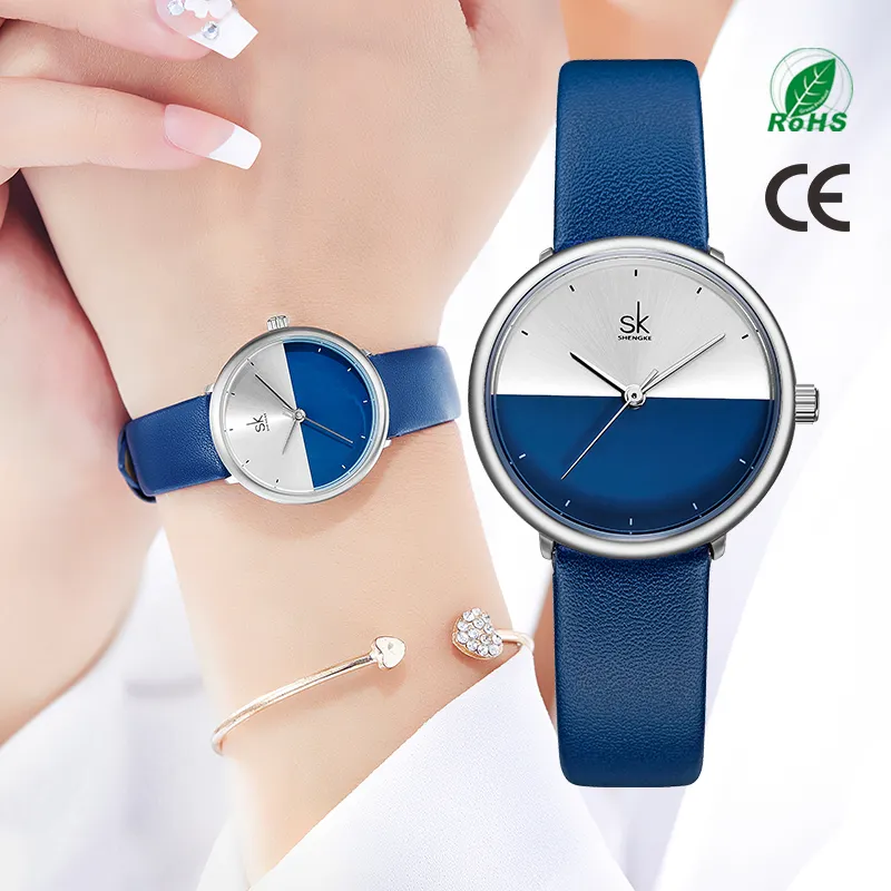 Shengke Grote Dial Charm Eenvoudige Horloge K9016G Speciale Uniek Ontwerp Vrouwen Polshorloge Waterbestendig Horloges