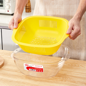 Passoire de cuisine carrée double couche de 30 cm en PET épaissi, résistante aux chocs, pour laver les fruits et légumes - Product Image 4