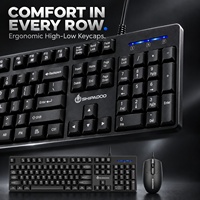 Keyboard dan Mouse Combo USB Berkabel 104 Tombol Warna Hitam dengan Pelat Besi OEM Label Pribadi untuk Merek Aksesori PC