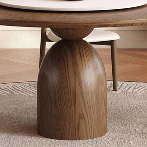 Set da Pranzo Moderno Minimalista in Stile Scandinavo con Tavolo Rotondo in Legno Massello per Appartamenti e Hotel - Product Image 6