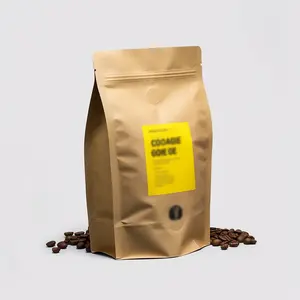 Fermuar ve vana/kahve çanta ambalaj Stand Up Kraft kağıt/kahve paketleme çanta fasulye ve aperatifler için