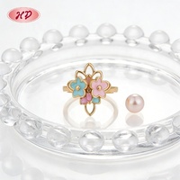 Bagues en laiton plaqué or 18 carats avec zirconiums, fleurs en émail et couronne en filigrane, style moderne, pour femmes, vente en gros