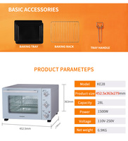 Four à Pizza électrique haut de gamme 28L verre tactile froid panneau avant minuterie mécanique contrôle Convection cuisson Toast fonction métal US