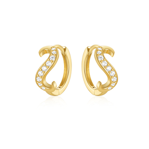 Nuevos Pendientes de Aro de Plata S925 con Circonitas Blancas en Forma de Hoja y Letras Doradas para Uso Diario para Mujer - Product Image 5