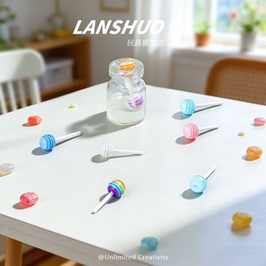 Décorations d'ongles en résine à dos plat Lanshuo Mini, motifs colorés rayés, accessoires Bling Bling pour kit de bijoux DIY et nail art - Product Image 3