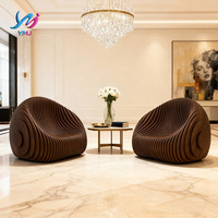 Sillón de Madera Maciza Paramétrico CNC, Diseño Moderno para Sala de Estar, Dormitorio, Apartamento, Exterior, Ecológico, Duradero, para el Hogar