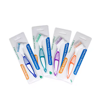 Brosse à prothèses en plastique OEM à double tête colorée en nylon dur