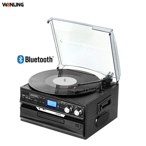 Classique MDF Rétro Record Vinyle Lecteur Phonographe avec cache-poussière <span class=keywords><strong>Bluetooth</strong></span> Am FM <span class=keywords><strong>Radio</strong></span> <span class=keywords><strong>Cassette</strong></span> <span class=keywords><strong>CD</strong></span> <span class=keywords><strong>USB</strong></span> Tourne-disque En Bois - Product Image 2