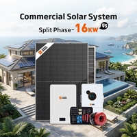 Système d'énergie solaire de grande capacité 16 kW 30 kWh, onduleur hybride monophasé pour usage commercial et résidentiel