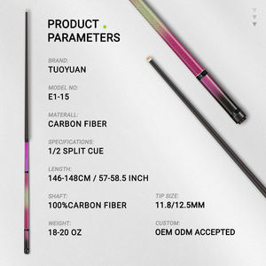 Hochwertiger 1/2-teiliger Billardqueue aus Carbonfaser mit Edelstahl-Verbindungen für langsame 8-Teiler-Striche – Direkt vom chinesischen Hersteller - Product Image 3