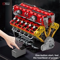Zhenbrick 33017v12, Bloques de Construcción de Motor de Cilindros, Modelo Mecánico, Personalizable, Juego de Bloques de Construcción MOC