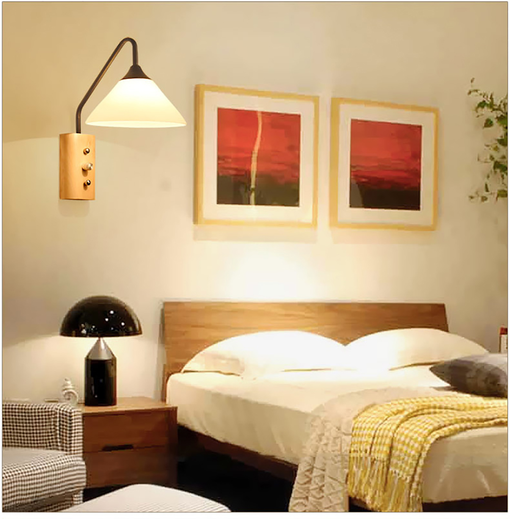 Hot Selling  Glass Solid Wood Led Wall Lights Indoor Wooden Wall Lamp Decorative For Hotel