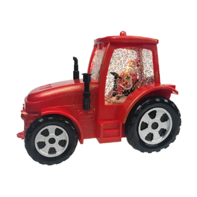 Superventas cálido LED rojo Tractor único aspecto Navidad tema Santa Claus conducción coche remolino brillo lámpara de viento linterna de agua