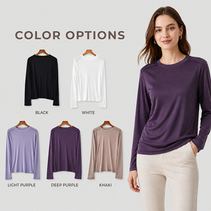 Cárdigan de Manga Larga con Cuello de Solapa de Seda, Cierre de Botón, Color Sólido, Logotipo Personalizado, Premium, Suave, Transpirable, Elegante, Blusa para Mujer - Product Image 4