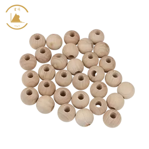 Factory Direct Beech Round Wooden Loose Beads for DIY Craft Making Finished Wooden Ball with Large Hole Custom Size