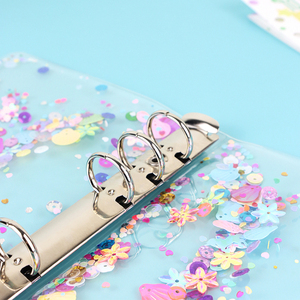 A5 A6 Refillable Tạp Chí Du Lịch Binder Cover Quicksand PVC Máy Tính Xách Tay Vỏ Với Nút Snap Đóng 6 Vòng Vỏ Rời - Product Image 3