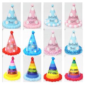 Fournitures de <span class=keywords><strong>décoration</strong></span> de fête pour bébés et enfants Cone Paper First Happy Birthday Hat for Kids - Product Image 5