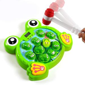 Juguete Educativo Interactivo de Moda: Juego de Escritorio de Ranas Hambrientas, Juego de Golpear a la Rana con Martillo para Niños con Música y Luz - Product Image 1