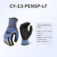 Gants de sécurité anti-coupure et antidérapants CY Factory A5 13G en mousse hybride PE enduite de latex, certifiés CE EN388:4X43E