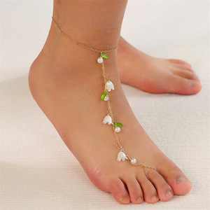 Boucles d'oreilles longues à franges <span class=keywords><strong>de</strong></span> muguet Boucles d'oreilles fleur <span class=keywords><strong>de</strong></span> perle <span class=keywords><strong>de</strong></span> tempérament <span class=keywords><strong>de</strong></span> mode pour les femmes - Product Image 4