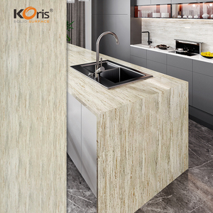 Surface solide en acrylique texture marbre blanc au design moderne Koris pour armoires d'îlot de cuisine éviers de cuisine - Product Image 3